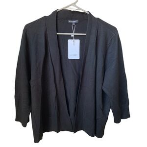 AAMILIFE Women’s Black 1/2 Sleeve Viscose Nylon Cardigan Shrug Sweater